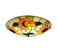 ZBZFGE Vintage Pastoral Style Light Creativity Stained Glass Sunflower Shade Ceiling Lamp Fixture for Bedroom Living Room,12 Inches