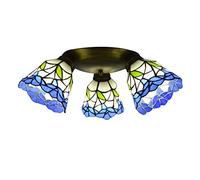ZBZFGE Vintage -Style CeilLight Flush Mount, 3 Light Stained Glass Chandelier, Retro Decoration Pendant HangLight for LivRoom Bedroom DinRoom, Multicolor,6 (1)
