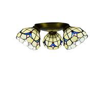 ZBZFGE Vintage -Style CeilLight Flush Mount, 3 Light Stained Glass Chandelier, Retro Decoration Pendant HangLight for LivRoom Bedroom DinRoom, Multicolor,6 (7)