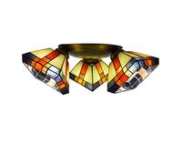 ZBZFGE Vintage -Style CeilLight Flush Mount, 3 Light Stained Glass Chandelier, Retro Decoration Pendant HangLight for LivRoom Bedroom DinRoom, Multicolor,6 (16)