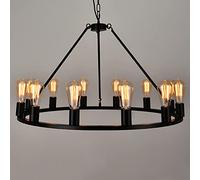 ZBZFGE Vintage Wagon Wheel Black Finish, 6/12-Light Chandelier for Dining Room Decor with Adjustable Chain E26 Base - Metal Pendant Lighting