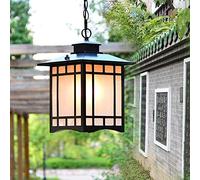 ZBZFGE Waterproof E27 Square Metal Vintage Hanging Suspension Lamp American Industrial Retro Outdoor Pendant Light Lantern Garden Balcony Corridor Aisle Porch Chandelier Lighting (Size2840cm)