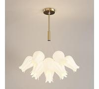 ZBZFGE White Flower Pendant Chandelier Gold Ceiling Light Acrylic Nordic Chandeliers for Bedroom Girls Dimmable LED Hanging Lamp Dining Room Living Foyer Entryway Made in China
