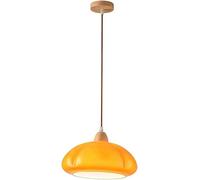 ZBZFGE White Milk Farmhouse Lights Kitchen Island Mid Century Light Orange Glass Nordic Wood Large Vintage Chandelier for Dining Room Table Restaurant Bar Cafe/Orange