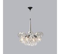 ZBZFGE WQHPLMD 12/20 Clear Glass Bubble Chandelier Lighting Dining Mid Century Pendant Light Cluster Globe LED Hanging Ceiling Lamp for Living Room Bedroom, Black Gold, White Chrome