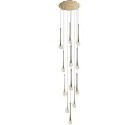 ZBZFGE WQHPLMD 12 Long Chandeliers High Ceilings Foyer Staircase Entryway Crystal Bubbles Raindrop Chandelier Linear Rose Gold Glass LED Hanging Pendant Light For Living Room Dining Roo