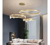 ZBZFGE WQHPLMD 2/3/4-rings LED Dimmable Circular Round Chandelier Hotels Foyer Living Large Gold Ceiling Pendant Light Fixtures Dining Room Lamp for Kitchen Island Bedroom
