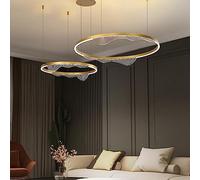 ZBZFGE WQHPLMD 2/3/4-rings LED Dimmable Circular Round Chandelier Hotels Foyer Living Large Gold Ceiling Pendant Light Fixtures Dining Room Lamp for Kitchen Island Bedroom