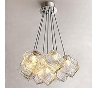 ZBZFGE WQHPLMD 7-Lights Large Dining Over Table Crystal Glass Lamp Ice Cubes Bubble LED Ceiling Pendant Light Art Deco Entryway Chandelier for Living Room Bedroom