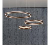 ZBZFGE WQHPLMD Antique Bronze Round Chandelier 3 Ring Circular LED Ceiling Pendant Lamp Minimalism 3200K Warm White Up Down Large Hanging Lighting for Living Room Bedroom Kitchen Hotel Foyer Office