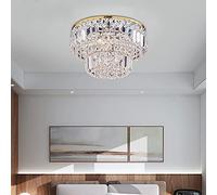 ZBZFGE WQHPLMD Crystal Flush Mount Light fixtures Rain Drop Chandelier led Ceiling Lamp for Bedroom Dining Living Room Pendant Lighting Fixture Gold,h9 x d10 (Color : Gold,