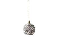 ZBZFGE WQHPLMD White Pendant Light Hollow out Lattice Spherical Ceramic lampshade Shade Single Head Pleated m- Chandelier e27 droplights for Kitchen Living Room Bedroom Home Decor (Color : Blue, Size