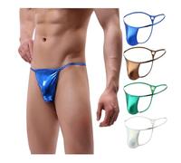 ZC8bdbd Tanga sexy para hombre, tanga, ropa interior, con bolsa en U, talle bajo, brillante, bikini con espalda en T, 4 colores, Large