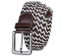 ZCABYBD cinturón De Golf Moda para Hombres Mujer Estudiante Jóvenes Entrenamiento Militar Lona Tejido Elástico Geométrico-Tarjeta Azul-115cm