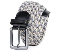 ZCABYBD cinturón De Golf Moda para Hombres Mujer Estudiante Jóvenes Entrenamiento Militar Lona Tejido Elástico Geométrico-Tarjeta Gris Verde-135cm