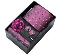 ZCABYBD Pajarita Hombre Corbata De Boda para Novio, Burdeos Festiva, Traje Hombre, Gemelos, Ramillete, Accesorios, Caja-7