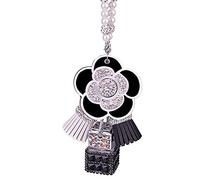 Zcargel - Colgante de cristal brillante para automóvil, adornos de perfume de camelia, decoración colgante, difusor de coche, espejo retrovisor, accesorios para terraza, césped, jardín, dormitorio