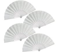 Zcbzbn Abanico de mano brillante para mujer con 4 nervaduras transparentes para bodas, iglesias, festivales, bailes, fiestas, bailes, clubes, decoraciones del hogar, regalos, decoración (plata)