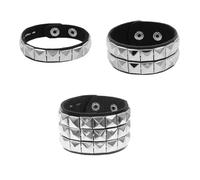 Zcbzbn Juego de 3 pulseras góticas punk de piel, con remaches, ajustables, accesorios grunge