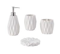 ZCCZ Juego Completo de Accesorios de baño, Set de 4 Piezas con dispensador de jabón, Soporte para Cepillo de Dientes, Vaso y jabonera, Diseño Práctico y Elegante para Organización y Decoración Moderna