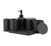 zccz Juego de Accesorios de baño Negro de 6 Piezas, Organizador de baño con Soporte para Cepillo de Dientes, dispensador de jabón de loción, Bandeja de tocador y 2 Soportes para Qtip, decoración
