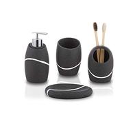 ZCCZ Juego de Accesorios Decorativos para Encimera de Tocador de 4 Piezas con Dispensador de Jabón, Soporte para Cepillo, Vaso y Jabonera para Baño