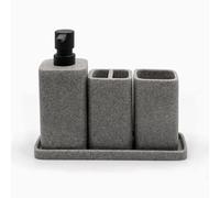 ZCCZ Juegos de Accesorios de baño 4 Piezas Gris con Dispensador de jabón, Vaso baño, Soporte para Cepillo de Dientes y Bandeja - Set de baño Gris