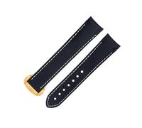 ZCCZJS 20 mm para AT150 Seamaster 300 Planet Ocean de Ville Curred End Band Band de Black White Line High Densidad Nylon Cow Watch Bands