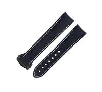 ZCCZJS 20 mm para AT150 Seamaster 300 Planet Ocean de Ville Curred End Band Band de Black White Line High Densidad Nylon Cow Watch Bands