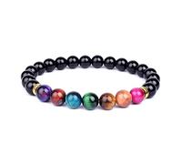 ZCCZJS 5a Pulseras de ojo de tigre Hombres 7 Chakra Healing Balance Beads Pulsera para mujeres Reiki Oración Tigre Tigre Stone Pulsera de yoga Joyería