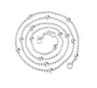 ZCCZJS 925 16/18/20/22/24 Pulgada 4 mm Collar de Cadena de Cuentas Lisas llenas para Mujeres Joyas de Boda