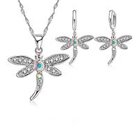 ZCCZJS 925 Juegos de joyería de Collar de Collar de circón cúbico de Color para Mujeres Dragonfly de Cristal