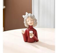 ZCCZJS Adornos de la casa Moden Girl Gorgeous Resin Art Statue Tabletop Figurinas Regalo Fairy Accessori Estilo de Moda Ornamentos de Escultura Decoraciones de Arte (Color: té Rojo-pequeño)