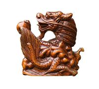 ZCCZJS Adornos Feng Shui Adornos de Madera estatuas del Zodiaco Chino Accesorios de decoración de Madera figurita, Escultura de hogar y Oficina, a Mano Tallado, dragón