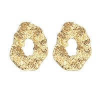 ZCCZJS Aleación de Zinc Pendientes Redondos Simples Color Dorado círculo Irregular Punk amuletos declaración de Mujeres Pendientes de Fiesta para Mujeres