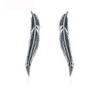 ZCCZJS Auténtico 925 Sterling SILINA Vintage Feather Wings Purfar Pendientes para Mujeres Pendientes de Plata esterlina Joyería