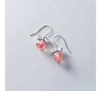 ZCCZJS boucles d'oreilles Dames, S925 Boucles D'Oreilles en Argent Femme Coréenne Douce Style Littéraire Diamant Bowknot Boucles D'Oreilles en Cristal de Fraiseor Rose