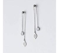 ZCCZJS boucles d'oreilles Dames, S925 Boucles D'Oreilles en Argent Femme Mode Coréenne Feuille Longues Boucles D'Oreilles Feuille Douce Gland Unique DiamantUne paire