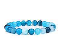 ZCCZJS Braceletas de Piedra Natural Azul para Hombres White Moonstone Black Lava Pulsera Estirada con Cuentas Lapis Lazuli Joyería de Yoga, 10. Piedra de Punto Negra, 23 cm