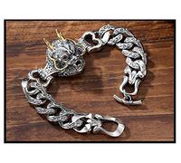 ZCCZJS Brazalete de dragón de plata esterlina S925 Sterling Sils, Dragon Dragon Dragonering Retro Fashion Modion Men y Women Pareja Punk Lucky Gift Jewelry.