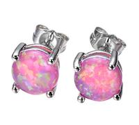 ZCCZJS Cellacity 8 Colors Opal Opal Opal 925 Joyas Gemstones Pendientes para Mujeres Caballeros de Orejas Simples Regalo de Color de Rosa