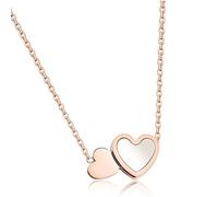 ZCCZJS Collar de Acero Inoxidable de Color Oro Rosa para Mujer, Gargantilla de Doble corazón Simple y romántica, Regalo para Mujer