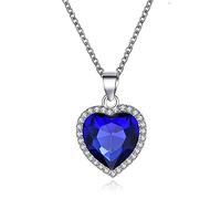 ZCCZJS Collar de Colgante de corazón Azul para Mujeres Regalo
