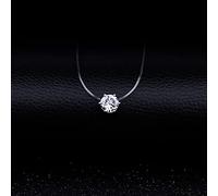 ZCCZJS Collar de Hilo de Pescar Transparente, Collar de Cadena Invisible de Color Plateado para Mujer, Gargantilla de Diamantes de imitación