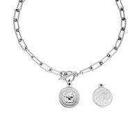 ZCCZJS Collares de Plata de Plata Vintage 925 para Mujeres Men Gruesas Cadena Punk con Broche de Palanca - Colgante de alternancia de Moneda Redonda Queen Elizabeth, alternar con Bucle