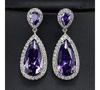 ZCCZJS Color Blanco circonía cúbica Cristal Largo lágrima caída Pendientes Colgantes para Mujeres Regalo de joyería