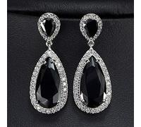 ZCCZJS Color Blanco circonía cúbica Cristal Largo lágrima caída Pendientes Colgantes para Mujeres Regalo de joyería