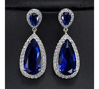 ZCCZJS Color Blanco circonía cúbica Cristal Largo lágrima caída Pendientes Colgantes para Mujeres Regalo de joyería