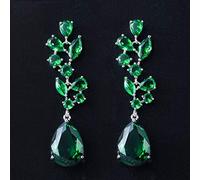 ZCCZJS Color Blanco Rojo Azul Oscuro 5.7 cm de Agua Longitud caída de circonía cúbica aretes de Boda para Novias