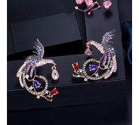 ZCCZJS Color Rosa Dos Tonos Pendientes de caída colgada con Piedras de circón cúbico Rojo púrpura Verde púrpura